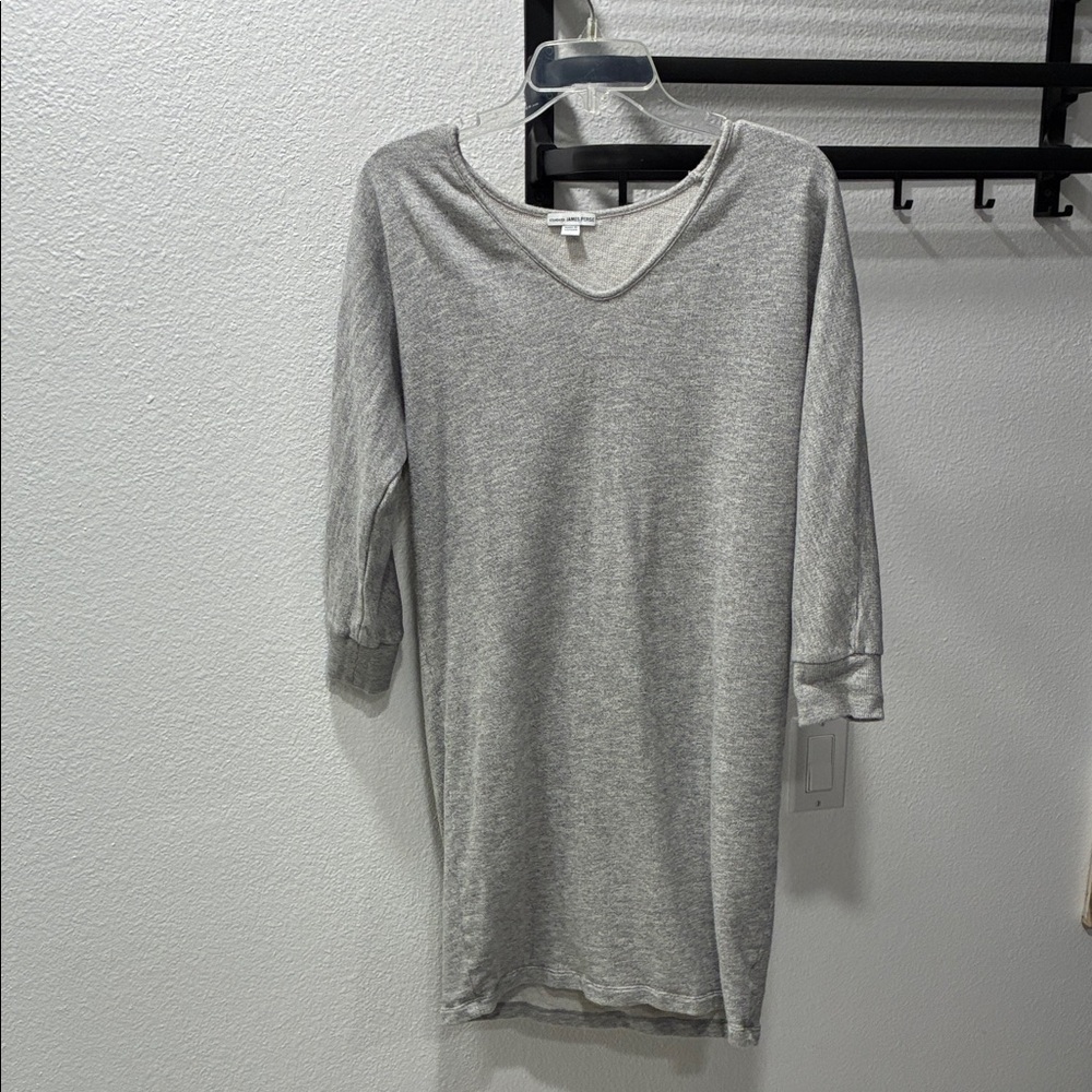Light Gray V-Neck Sweater Dress